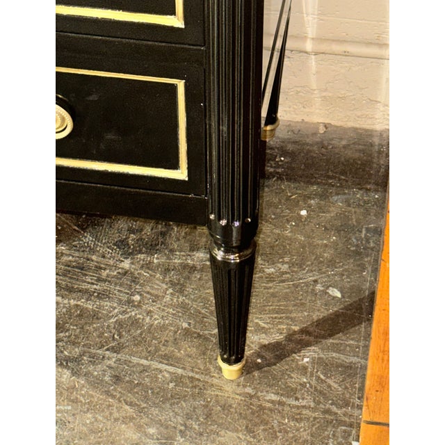 Vintage French Louis XVI Jansen Style Black Lacquered Chest For Sale In Dallas - Image 6 of 13