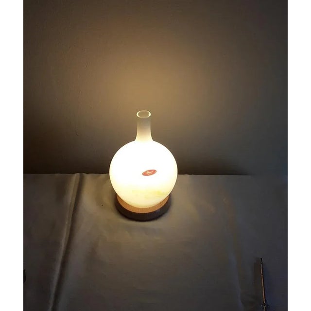 Vintage Bottle-Shaped Table Lamp in Colored Glass & Beech from Joska Kristall, 1990s For Sale - Image 6 of 7