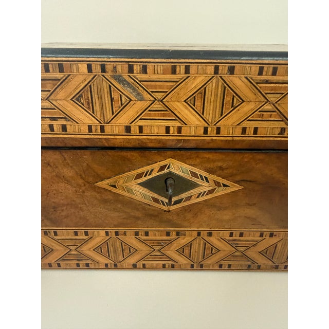 Antique Marquetry Inlaid Wooden Jewelry Box For Sale - Image 10 of 16