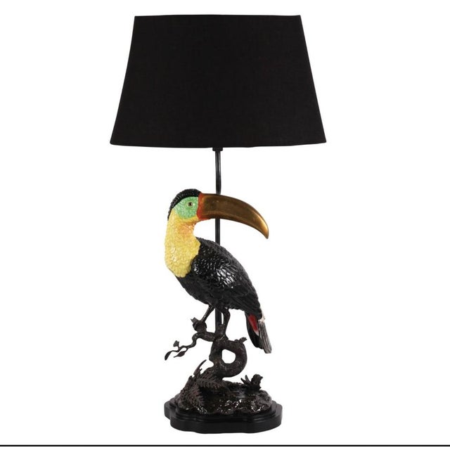 Porcelain and Bronze Toucan Lamp with Oval Right Lampshade by Gand & C For Sale - Image 6 of 6