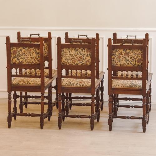 Gründerzeit Historicism Style Chairs in Oak with Tapestry Upholstery, 1890, Set of 6 For Sale - Image 9 of 18
