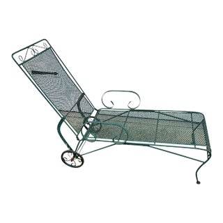 Vintage Iron Adjustable and Reclining Chaise Lounge For Sale