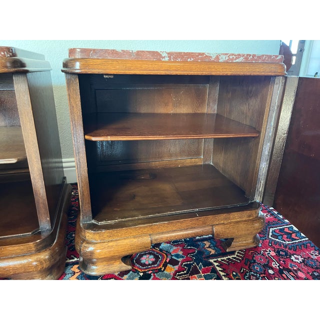 Early 20th Century Pair of French Style Art Deco Marble Top Night Stand, Bedside Table For Sale - Image 5 of 12