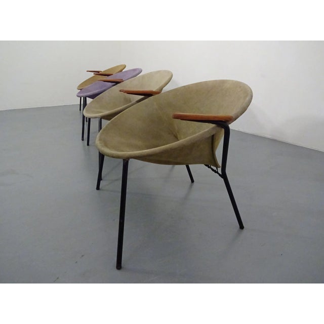 Mid-Century Modern Danish Sueded Balloon Chairs by Hans Olsen for LEA Furniture, 1950s, Set of 4 For Sale - Image 3 of 18