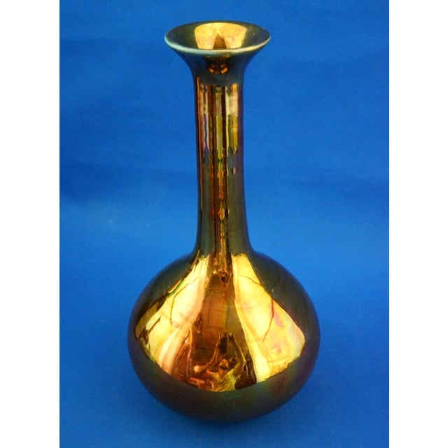 Ceramic 20th Century Ceramic Vase with Gold Metallic Lustre Glaze from Bottega Gatti, Italy, 1970s For Sale - Image 7 of 18