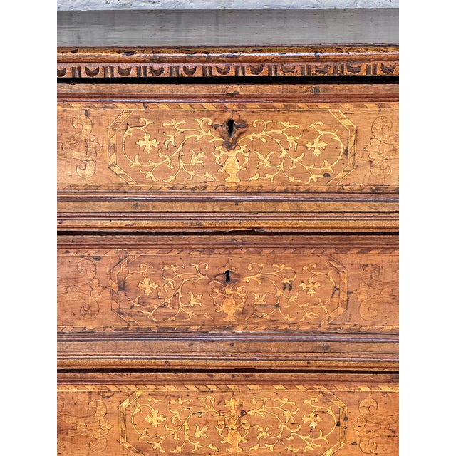 Brown 17th Century Italian Marquetry Inlaid Four Drawer Chest For Sale - Image 8 of 11