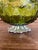 Vintage Green Pressed Glass Bowl With Scalloped Rim and Silver-Toned Floral Base. For Sale In Seattle - Image 6 of 10