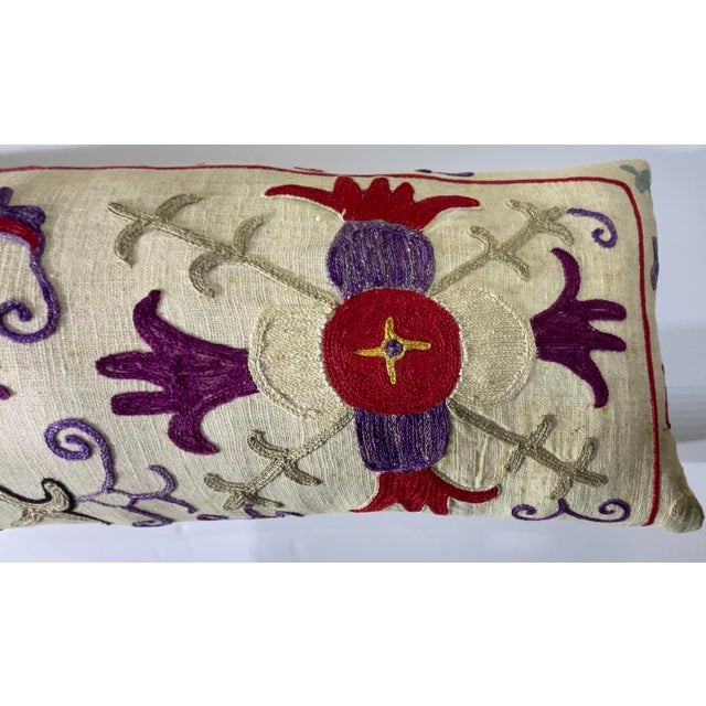 1920s Antique Hand-Embroidered Suzani Pillow - a Piece of Art For Sale - Image 5 of 12