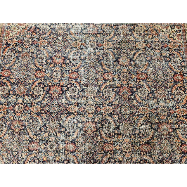 19th Century Persian Farahan Gallery Rug, Hand-Knotted Wool, Allover Herati Pattern, Navy & Pistachio Green, 7x13 For Sale - Image 9 of 14