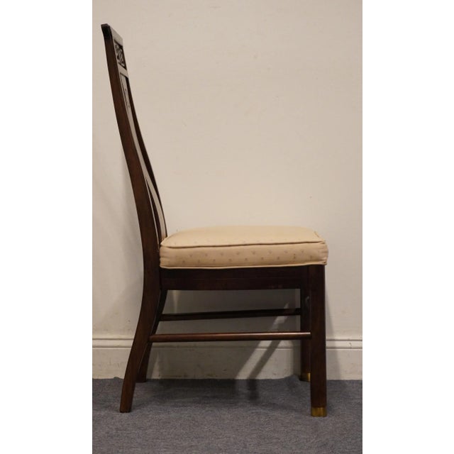 Set of 2 High End Walnut Asian Chinoiserie Dining Side Chairs For Sale - Image 10 of 13