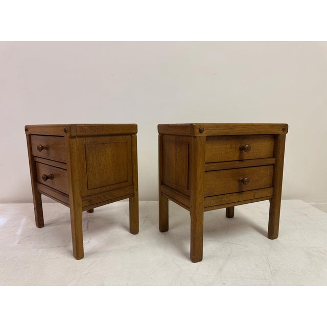 Brutalist Oak Bedside Tables, 1960s, Set of 2 For Sale - Image 13 of 17