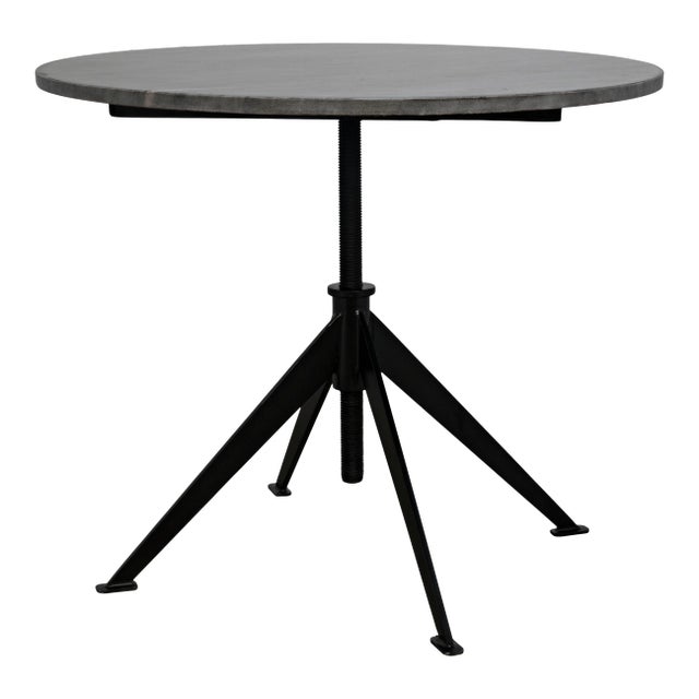 Matilo Adjustable Table in Black Metal Metal Base with Marble Top For Sale