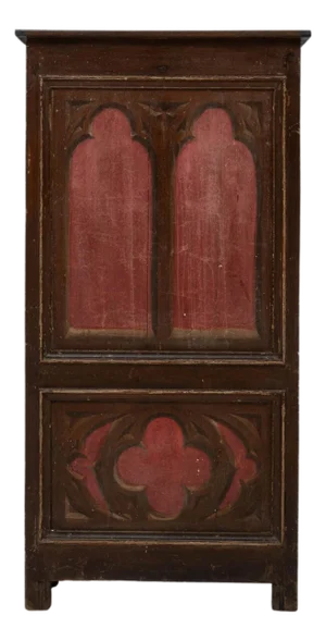 1900s French Gothic Revival Painted Cabinet with Arched and Quatrefoil Motifs