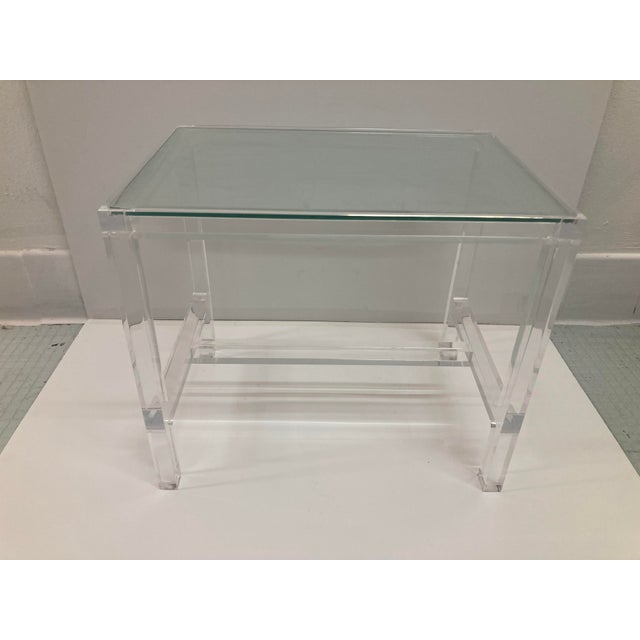 1990s Lucite Modern Cocktail Table With Glass Inset Top For Sale - Image 5 of 11