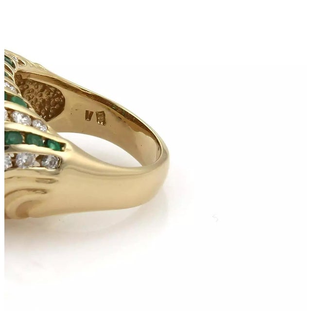 Hammerman Brothers Ring Diamond Emerald 4.60ct 14k Yellow Gold Dome Band Size 6 For Sale - Image 4 of 5