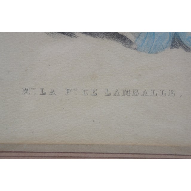 Antique Italian Baroque Madame La Princesse De Lamballe Lithograph Print Framed For Sale - Image 4 of 11