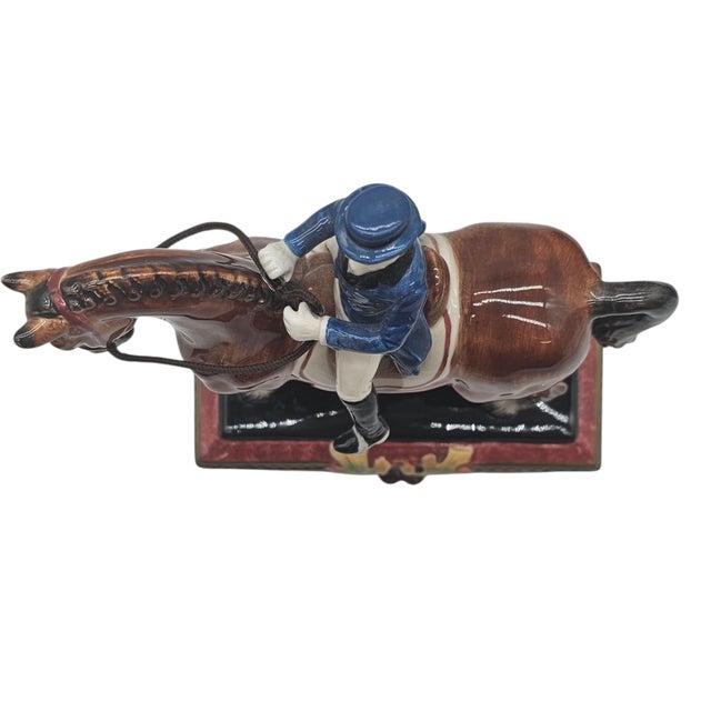 Ceramic Fitz and Floyd Equestrian Clock Sculpture – Dressage Horse and Rider Figurine For Sale - Image 7 of 11