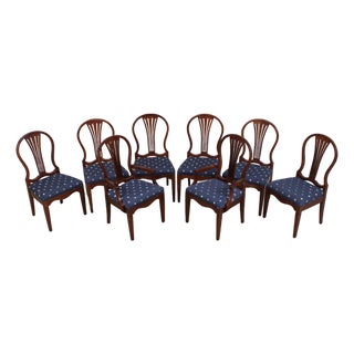 Set of 8 Harden Cherry Balloon Back Dining Chairs For Sale
