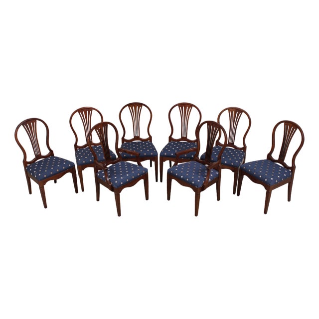 Set of 8 Harden Cherry Balloon Back Dining Chairs For Sale