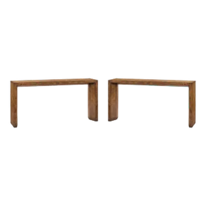 Pair of Mid Century Burl Console Tables