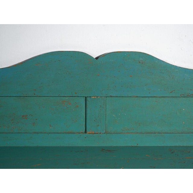 Green Antique Painted Bench in Pine Wood, Central Europe, 1910 For Sale - Image 8 of 11