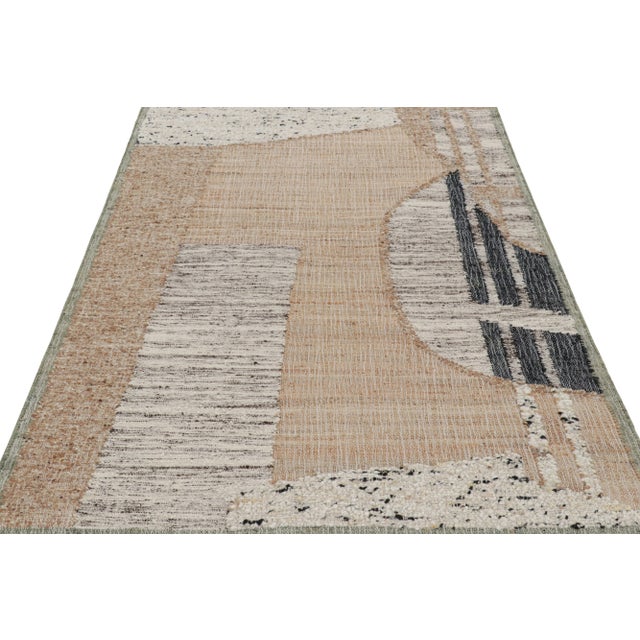 Rug & Kilim Rug & Kilim’s Abstract Flatweave with Beige, Cream, and Black Geometric Patterns - 3x12 For Sale - Image 4 of 7
