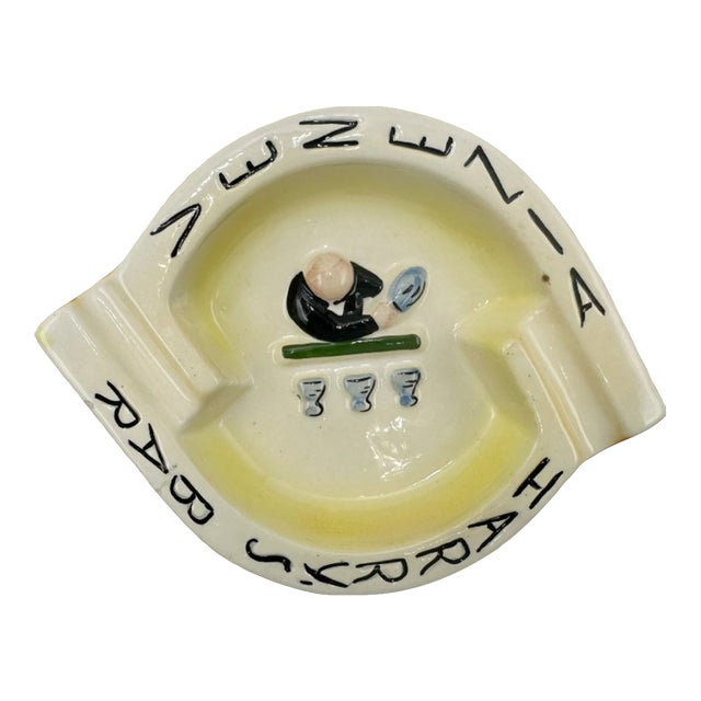 Vintage Harry's Bar Venice Italy Ashtray Yellow Ceramic Catchall Trinket Dish For Sale