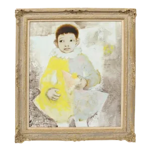 Mid-Century Modern Oil Painting on Canvas Paris School Portrait of a Young Boy Acrobat by Pierre Lavarenne