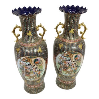 Large Antique 19th Century Hand-Painted Chinese Vases - a Pair For Sale