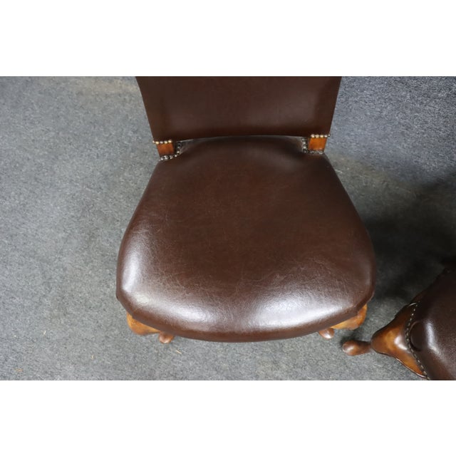 Theodore Alexander Pair of Theodore Alexander Leather Upholstered Cherry Side Chairs For Sale - Image 4 of 15