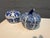 Handmade pair of blue and white Chinoiserie style pumpkin shaped porcelain boxes.