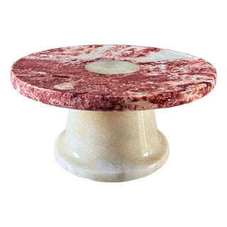 Decorative Footed Centerpiece Bowl in Red Marble by Forzini For Sale