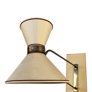 Vintage 1950s Large Brass Wall Sconce by Diabolo For Sale