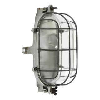 Large Vintage Factory Lamp in Cast Aluminum and Glass, 1950s For Sale