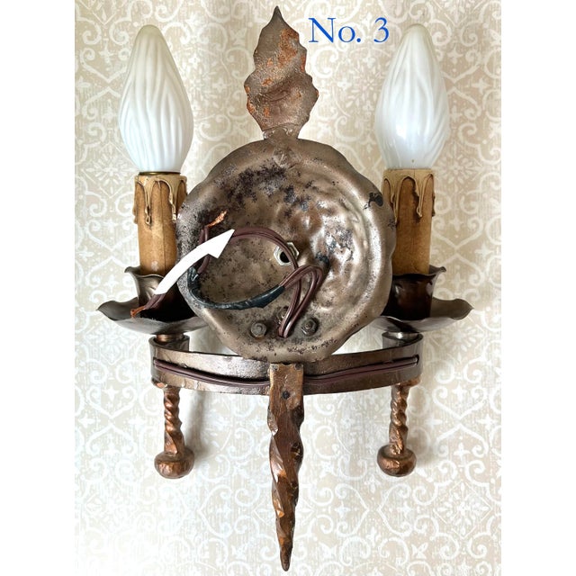 Metal Antique Bronze Metal Spanish Revival Sconce For Sale - Image 7 of 13
