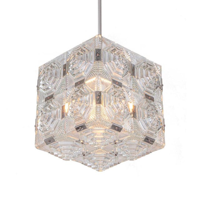 Bohemian Glass Cube Ceiling Light by Stone Shenows, 1960s For Sale - Image 10 of 12