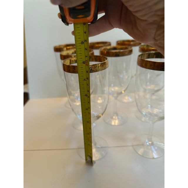 Vintage 1970s Lenox "Autumn" Collection Handblown Crystal Water Glasses 7.75" High 24k Gold Encrusted Band - Set of 12 For Sale - Image 14 of 18