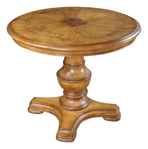 Late 20th Century Thomasville Hills of Tuscany Round Inlaid Walnut Quatrefoil Center Table Stand