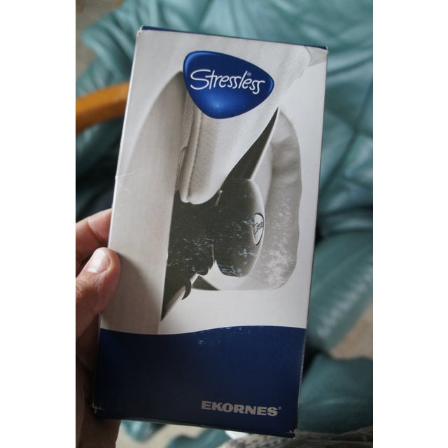 Wood Vintage Ekornes Stressless Leather Reclining Swivel Lounge Chairs & Ottomans For Sale - Image 7 of 12