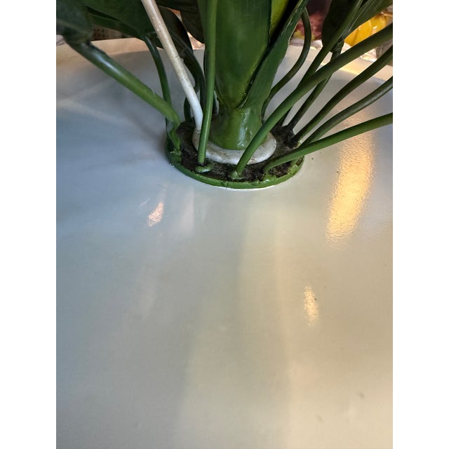 1960s Mid-Century Modern Tole Safran & Glucksman Floral Table Lamp and Scalloped Silk Shade - 38" Tall For Sale - Image 6 of 17
