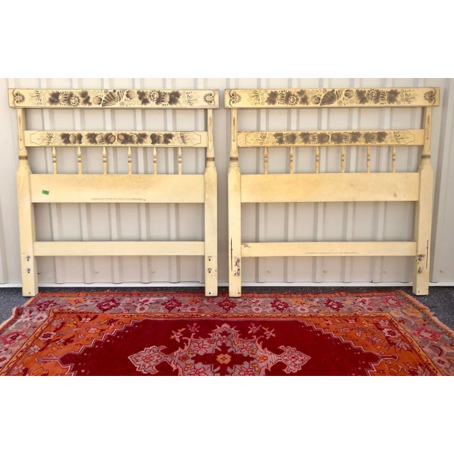 Hitchcock Stenciled and Painted Shell Motif Twin Headboards-A Pair For Sale - Image 10 of 11