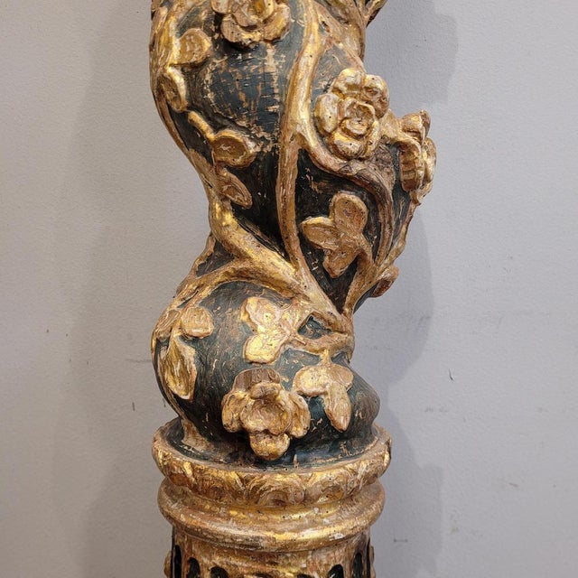 Spanish Artist, Solomon's Column, 18th Century, Gilded and Painted Wood For Sale - Image 11 of 18