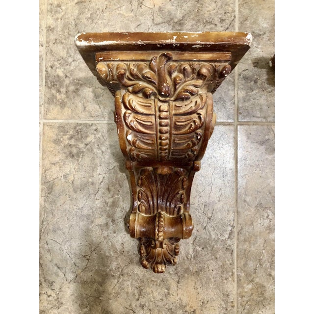 Renaissance 1930s Italian Late Renaissance Style Ornate Plaster Corbels - Set of 2 For Sale - Image 3 of 8
