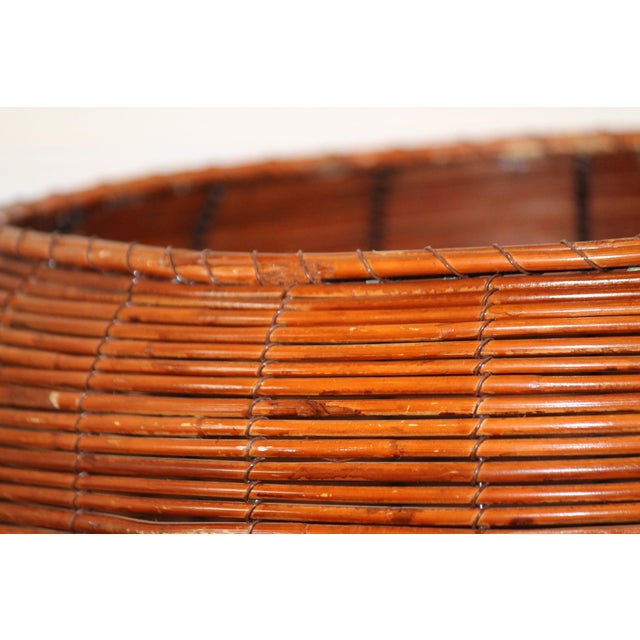 Gorgeous, Large, Vintage Pencil Reed Basket, Iron Handles For Sale - Image 4 of 12