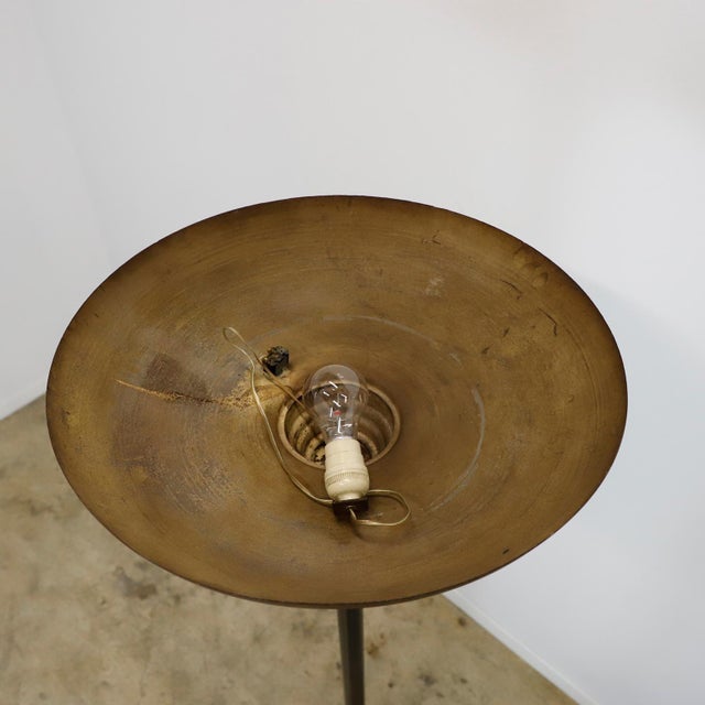 Art Deco Art Deco Gold-Tone Metal Torchiere Floor Lamp, 1940 For Sale - Image 3 of 18