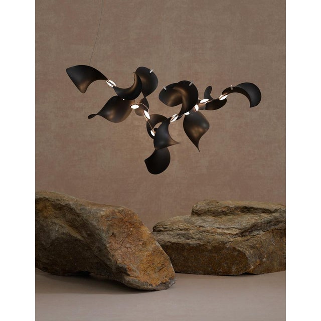 Contemporary Dune 20 Spiral Chandelier with Shades in Dark Bronze Metallic Tone by Daniel Becker for Moss Objects For Sale - Image 3 of 8