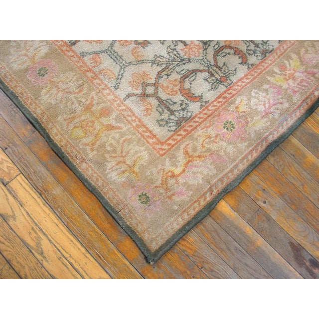 1920s Ivory Taupe Orange Antique N. Indian Agra Cotton Carpet 4'6" X 7'4" Geometric Rug For Sale In New York - Image 6 of 6
