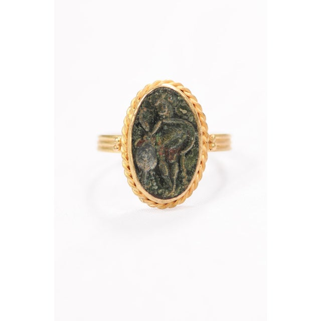 Contemporary Byzantine Coin Ring W 21k Band, Size 8.25 For Sale - Image 3 of 13