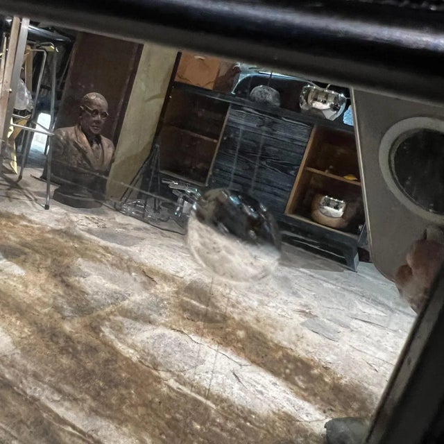 Mid-Century Modern 1950s Antique Wall Mirror Black Satin Mexico City For Sale - Image 3 of 13