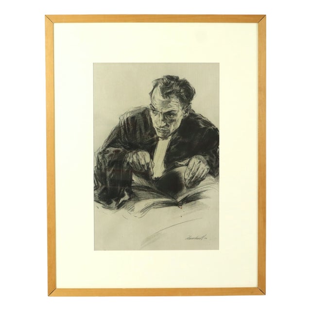 Herwig Driesschaert, Portrait Composition, 1974, Charcoal on Paper, Framed For Sale